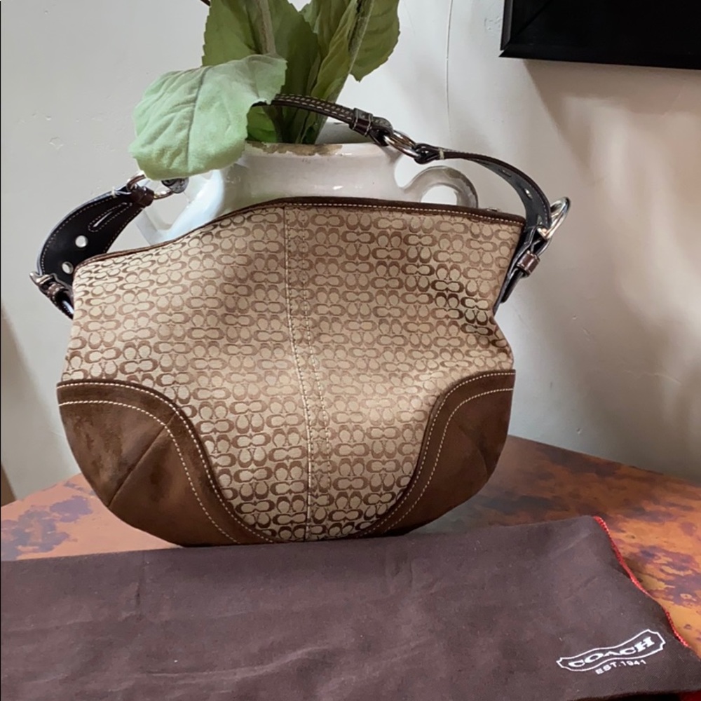 Coach signature suede hobo